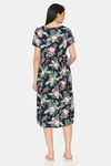 Coucou Maternity Woven Mid Length Nightdress With Side Zipper And Discreet Feeding - Navy Peony — thumbnail 3